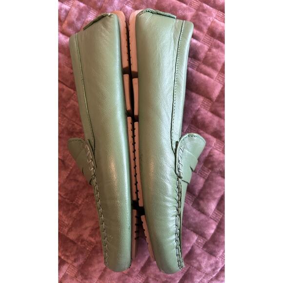 Flag Ltd Morgan Green Leather Square Toe Penny Loafer Driving Moc Women Size 8.5 - Picture 7 of 10